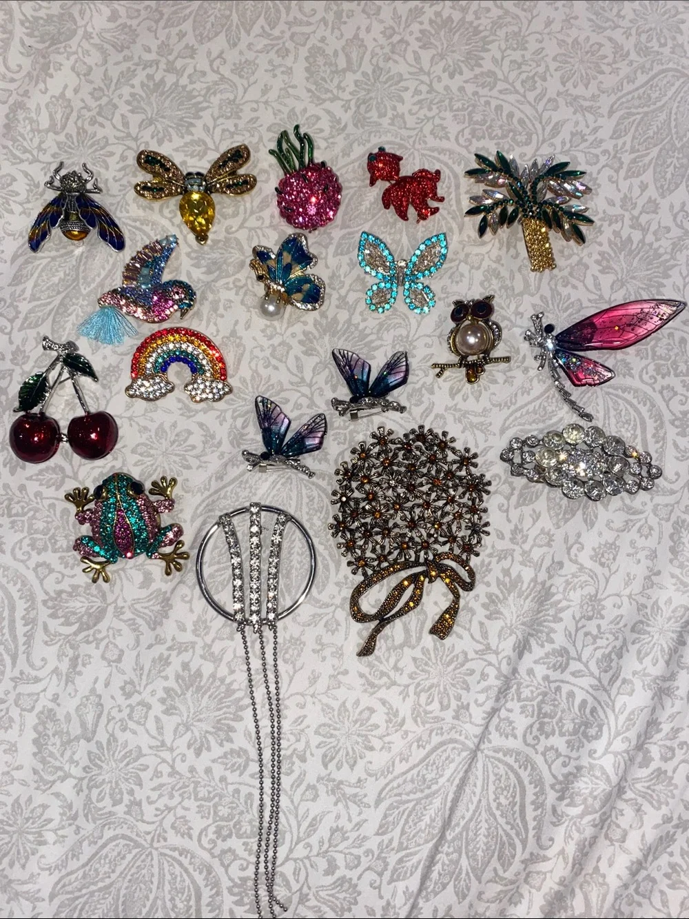 Assorted Pink, Blue and Multicolor Women's Jewelry Brooch Collection